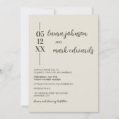 Minimalistische Beige-Hochzeitseinladung Einladung (Vorderseite)