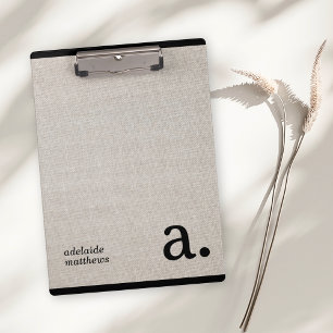 Minimalistische Beige Imitate Leinen aussehen Mono Klemmbrett