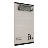 Minimalistische Beige Imitate Leinen aussehen Mono Mini Klemmbrett (Schrägansicht)