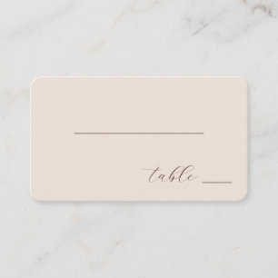 Minimalistische Beige-Kalligrafie Platzkarte