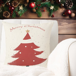 Minimalistische Beige mit Red Christmas Tree Graph Kissen