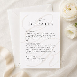 Minimalistische Beige Monogram Wedding Details Car Einladung