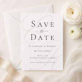 Minimalistische Beige Monogram Wedding Save the Da Date