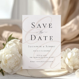 Minimalistische Beige Monogram Wedding Save the Da Date