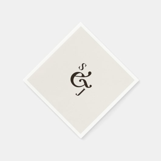 Minimalistische Beige Monogram Wedding Serviette (Ecke)