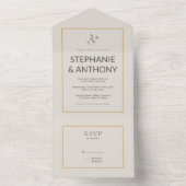 Minimalistische Beige-Monogramm-Wildblume All In One Einladung (Innen Boden)