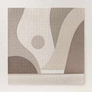 Minimalistische beige organische abstrakte Formen Puzzle