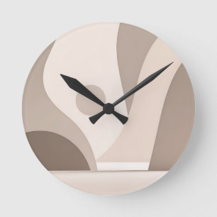 Minimalistische beige organische abstrakte Formen Runde Wanduhr