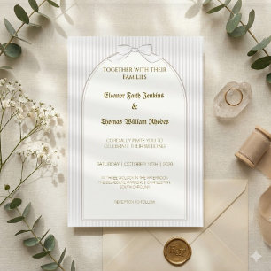 Minimalistische Beige Pinstreifen Hochzeitseinladu Einladung