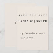 Minimalistische Beige Save-The-Date-Karte (Vorne/Hinten)
