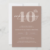 Minimalistische Beige-Schrift 40. Hochzeitstag Einladung (Vorderseite)