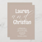 Minimalistische Beige-Schrift-Einladung Einladung (Vorne/Hinten)