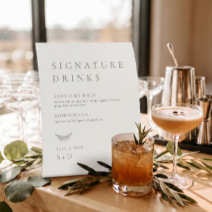 Minimalistische Beige Signature Drinks Hochzeitsze Sockelschild