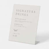 Minimalistische Beige Signature Drinks Hochzeitsze Sockelschild (Vorderseite)