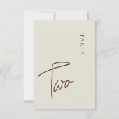 Minimalistische Beige Tisch zwei Tischnummern (Rückseite)