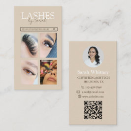 Minimalistische beige und braune Wimpern-Tech-Foto Visitenkarte