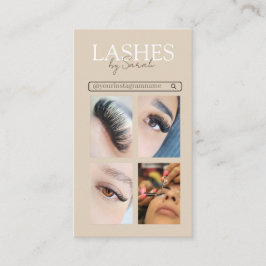 Minimalistische beige und braune Wimpern-Tech-Foto Visitenkarte