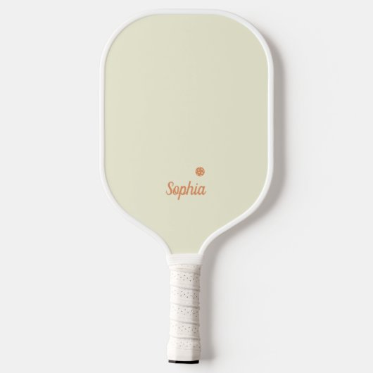 Minimalistische Beige und Weiß Moderne Monogramme Pickleball Schläger (Rückseite)