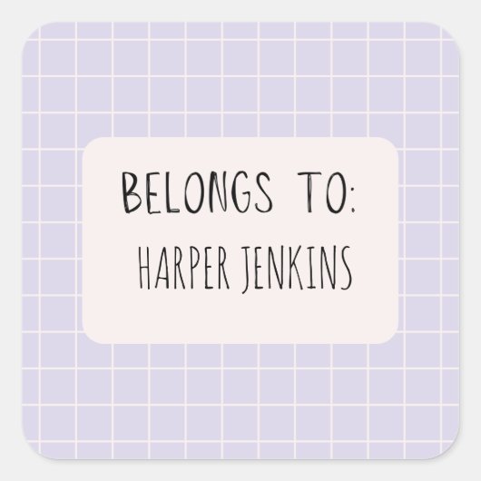 Minimalistische "Belongs to"-Namen für Aufkleber (Vorderseite)