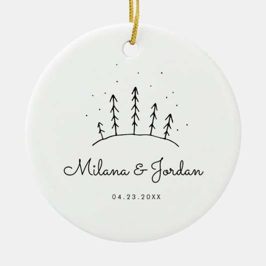 Minimalistische benutzerdefinierte Doppelnamen Dat Keramik Ornament (Vorne)