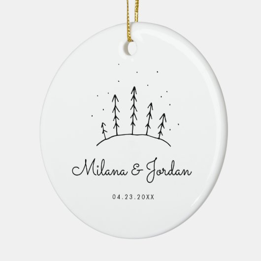 Minimalistische benutzerdefinierte Doppelnamen Dat Keramik Ornament (Links)