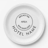 Minimalistische, benutzerdefinierte Logo-Hotel-Nam Pappteller (Vorderseite)