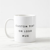 Minimalistische benutzerdefinierte Text- oder Logo Kaffeetasse (Links)