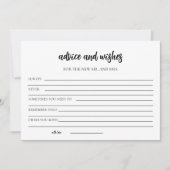 Minimalistische Beratung und Wünsche für Braut und Einladung (Vorderseite)