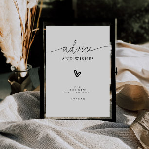 Minimalistische Beratung und Wünsche Hochzeitsschr Poster