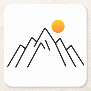 Minimalistische Berge: Ein naturlich Inspiriertes Rechteckiger Pappuntersetzer