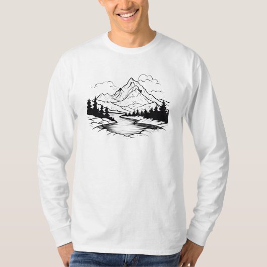 Minimalistische Berge und Flüsse T-Shirt (Vorderseite)