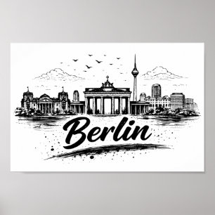 Minimalistische Berlin Deutschland-Stadtlandschaft Poster