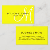 Minimalistische Beruflich-gelbe Monogramm Visitenkarte (Vorne/Hinten)