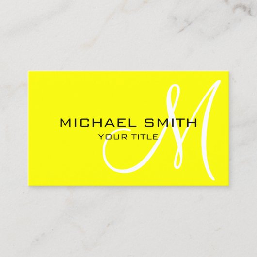 Minimalistische Beruflich-gelbe Monogramm Visitenkarte (Vorderseite)