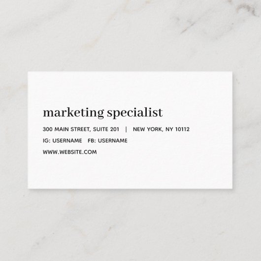 Minimalistische Beruflich-moderne Rahmen monochrom Visitenkarte (Rückseite)