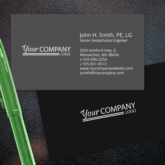 Minimalistische, Berufliche 2-Tone-Schwarzkohle Visitenkarte