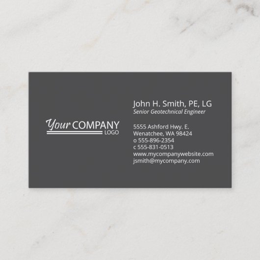 Minimalistische, Berufliche 2-Tone-Schwarzkohle Visitenkarte (Vorderseite)