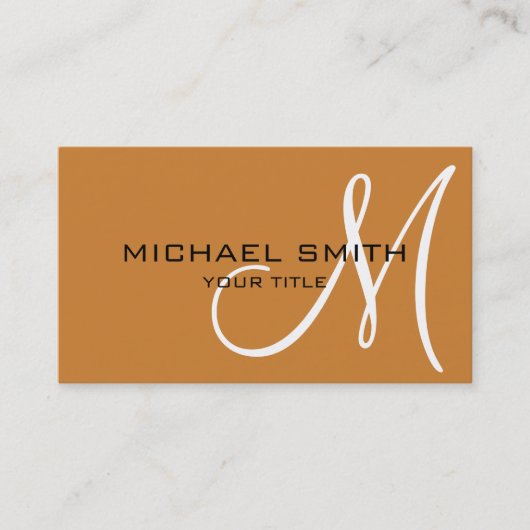 Minimalistische Berufliche Bronze-Monogramm Visitenkarte (Vorderseite)