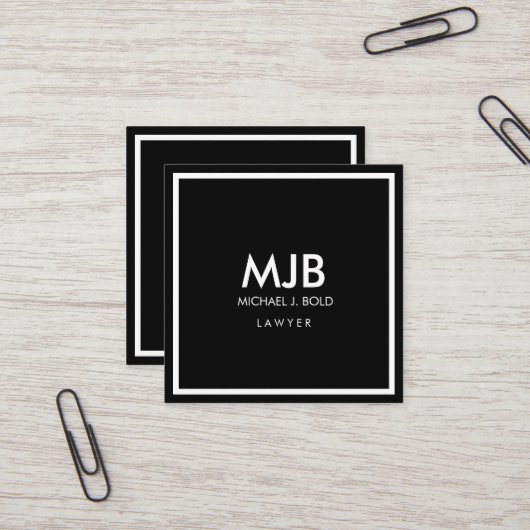 Minimalistische Berufliche Eleganto Schwarz und We Quadratische Visitenkarte (Vorderseite/Rückseite Beispiel)