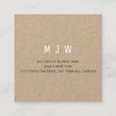 Minimalistische, berufliche Eleganz Quadratische Visitenkarte (Rückseite)