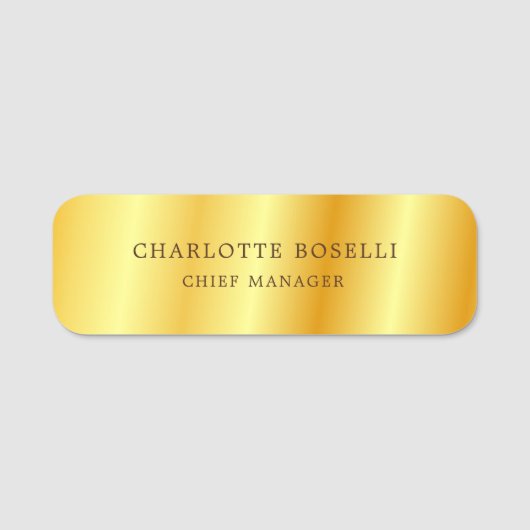 Minimalistische Berufliche Goldfarbe Namensschild (Vorderseite)