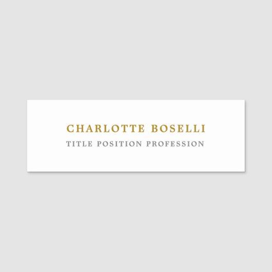 Minimalistische Berufliche Goldfarbe Namensschild (Vorderseite)