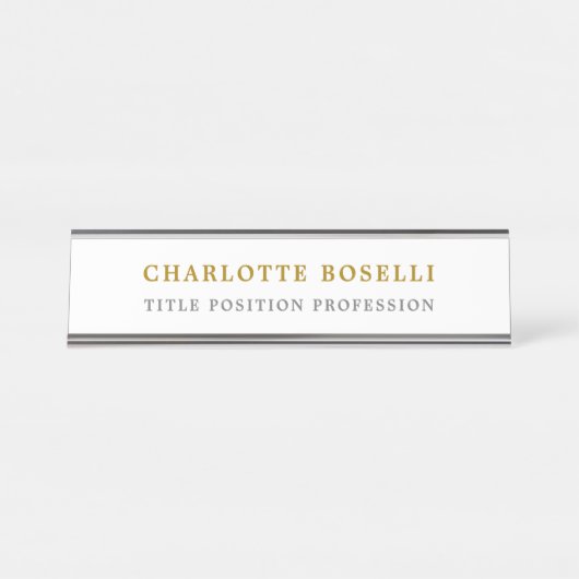 Minimalistische Berufliche Goldfarbe Schreibtischnamensplakette (Vorderseite )