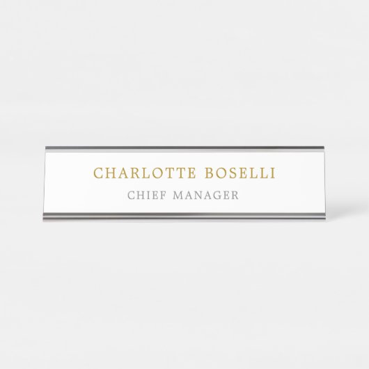 Minimalistische Berufliche Goldfarbe Schreibtischnamensplakette (Vorderseite )