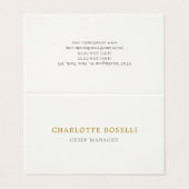 Minimalistische Berufliche Goldfarbe Visitenkarten (Außenseite Aufgefaltet)