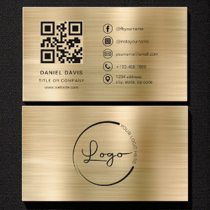 Minimalistische Berufliche Imitate Gold-Logo-QR Visitenkarte