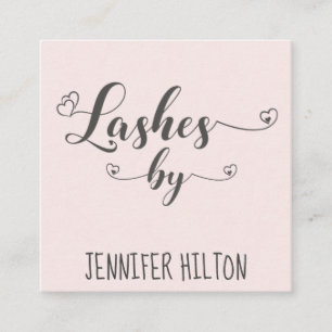 Minimalistische berufliche Lashes Kalligraphieherz Quadratische Visitenkarte