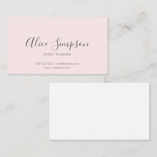 Minimalistische berufliche moderne erröten Rosa Visitenkarte (Vorne/Hinten)