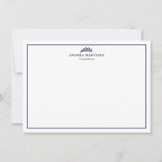 Minimalistische Berufliche Navy Blue Border Note C Mitteilungskarte (Vorderseite)