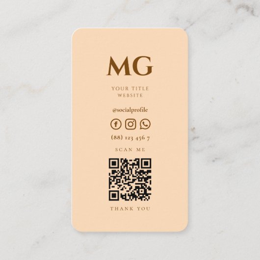 Minimalistische Berufliche Pastellpfirsiche Visitenkarte (Rückseite)